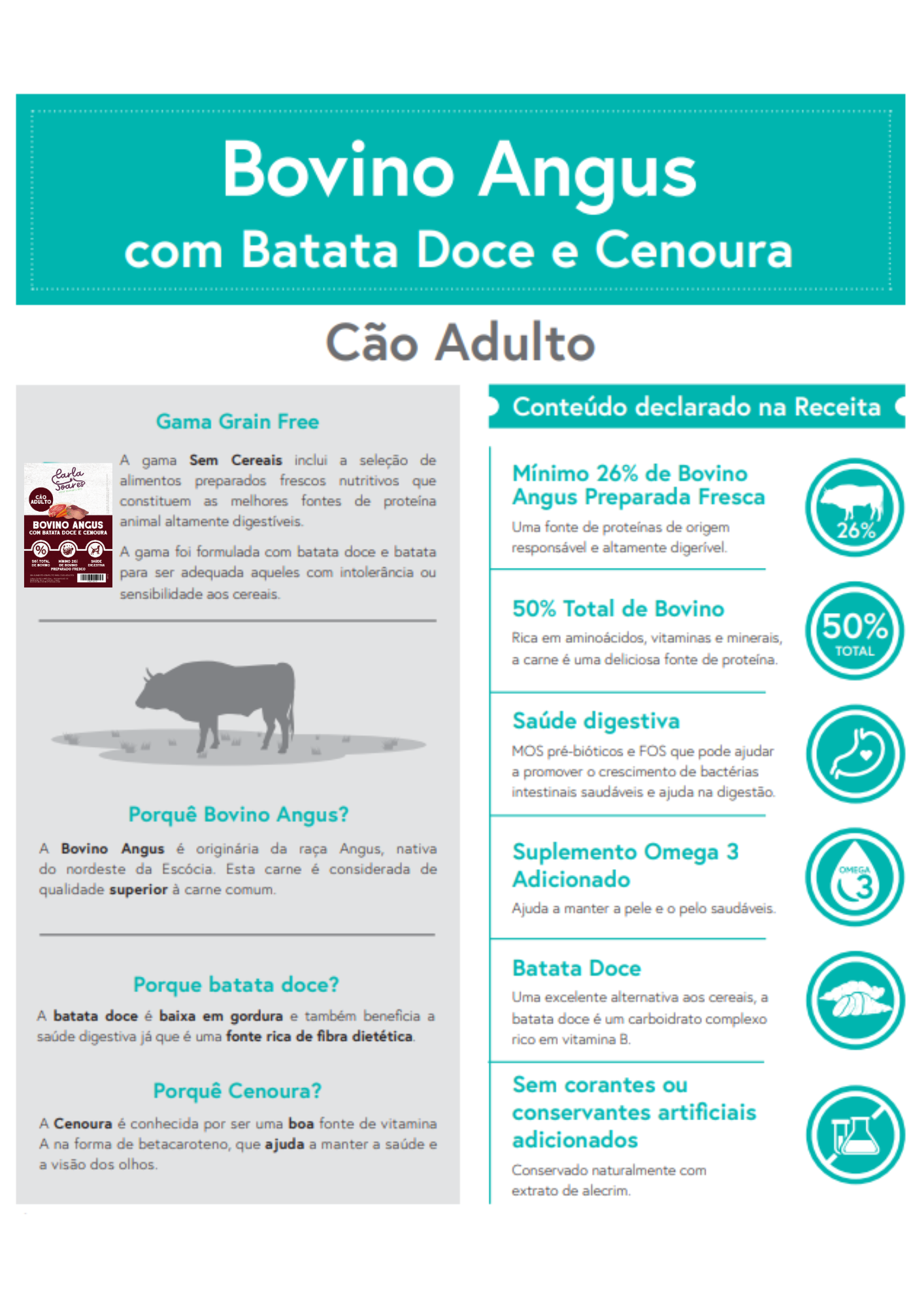 Ração Cão Adulto Bovino Angus com Batata Doce e Cenoura