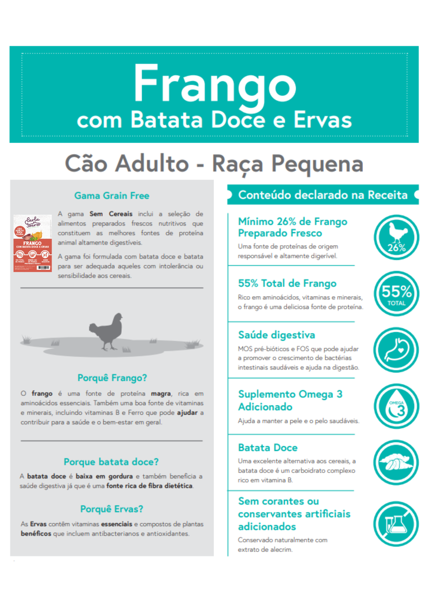 Ração Cão Adulto - Raça Pequena Frango com Batata Doce e Ervas