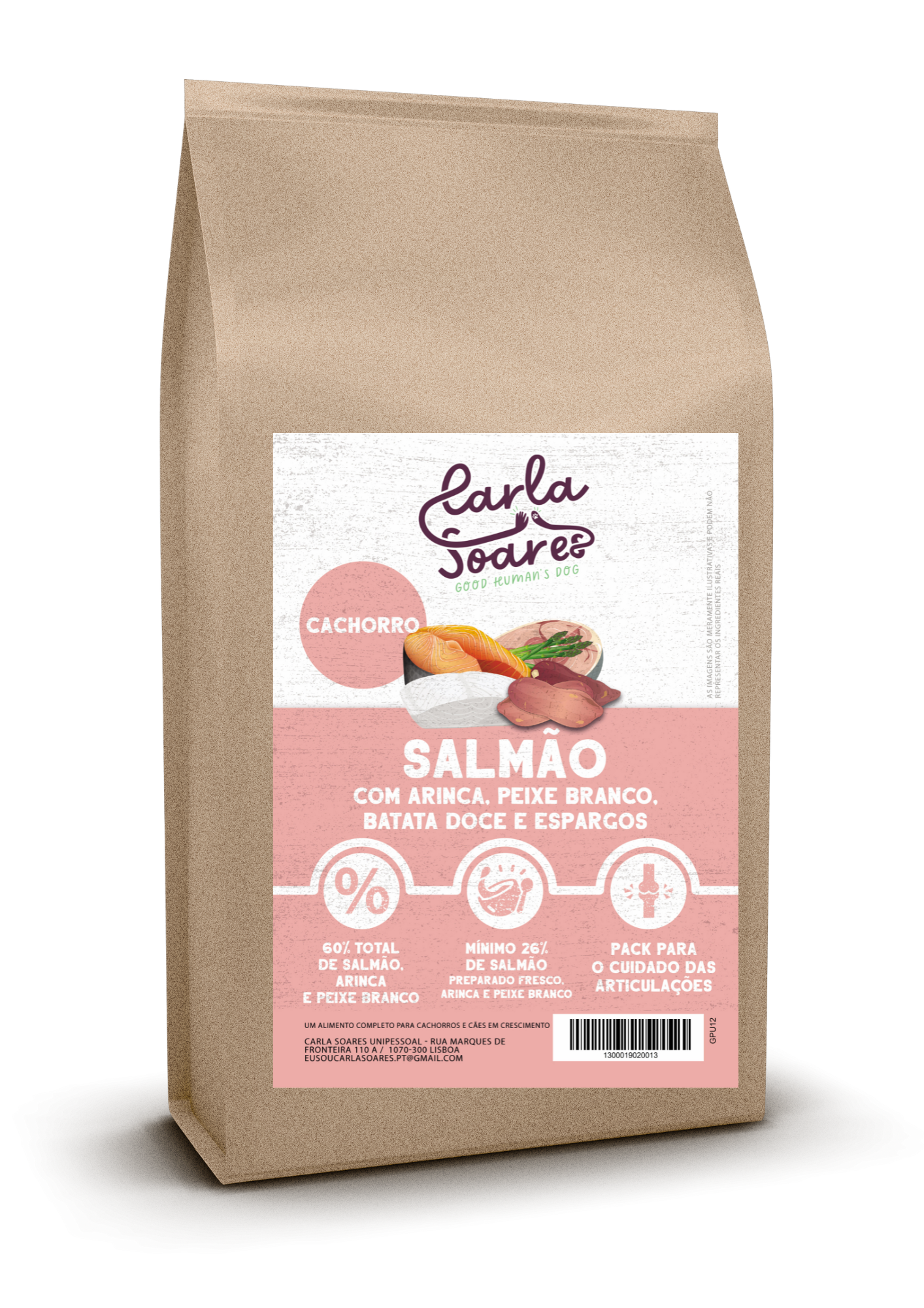 Ração Cão Cachorro - Salmão Com Arinca, Peixe Branco, Batata Doce e Espargos