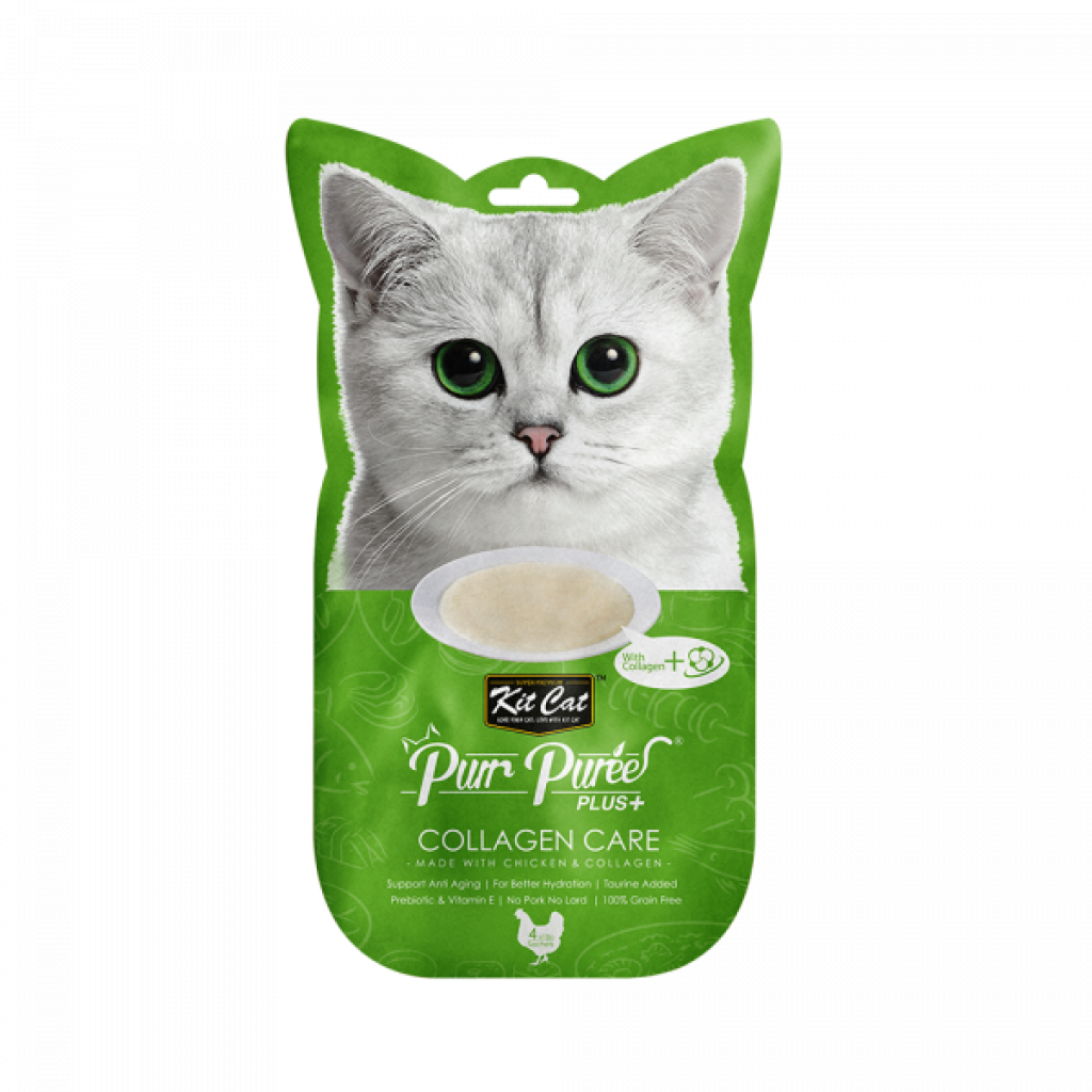 Kit Cat Purr Puree Plus+ Chicken & Collagen Care (Collagen Care) 4x15 g