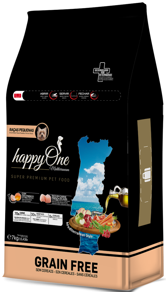 Ração para cão Adulto Raças Pequenas Happyone Mediterraneum Aves