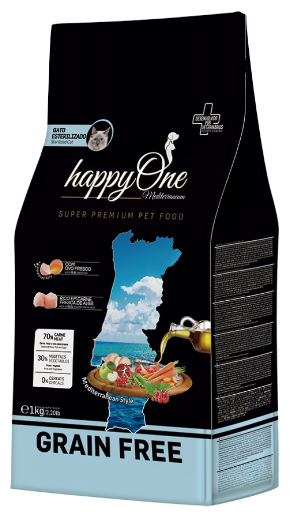Ração Gato Esterilizado HappyOne Mediterraneum Aves