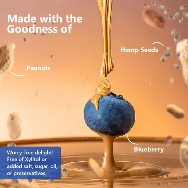 Pawfect - Peanut Butter 100% Natural com Mirtilos & Sementes Cânhamo