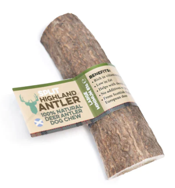 Haste Veado (Metade/partida) Highland Split Antler - L (Ideal para cachorro ou senior)