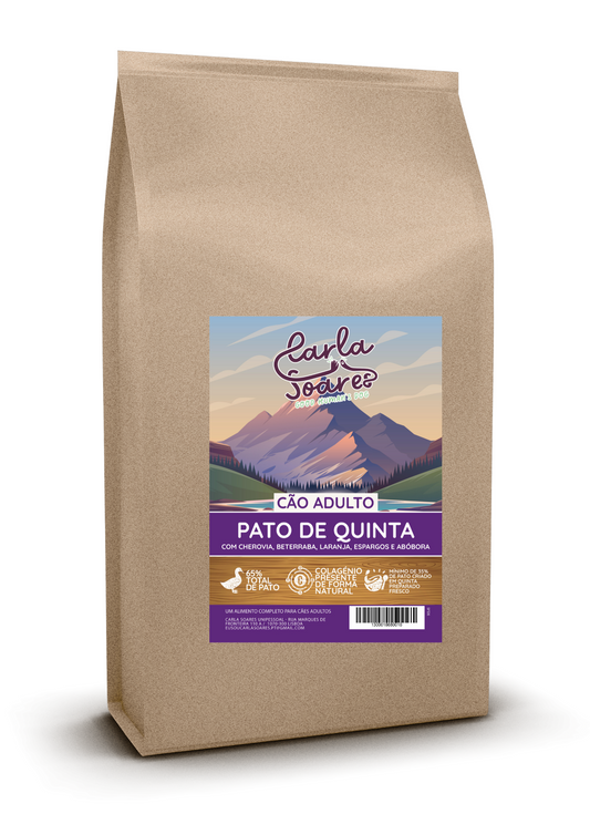 Ração Para Cão Adulto Pato de Quinta com Cherovia, Beterraba, Laranja, Espargos e Abóbora