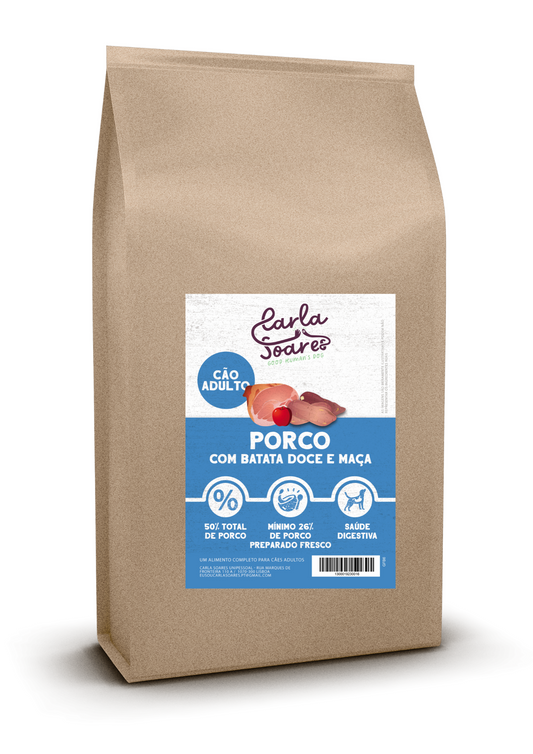 Ração Cão Adulto. Porco com batata doce e maça.