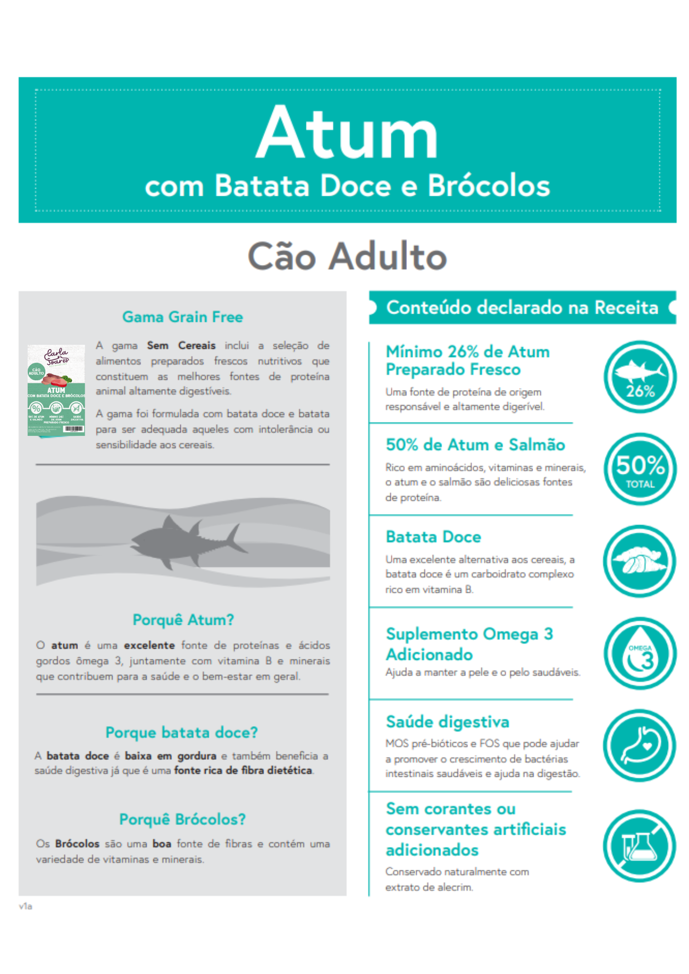Ração Cão Adulto Atum com Batata Doce e Brócolos