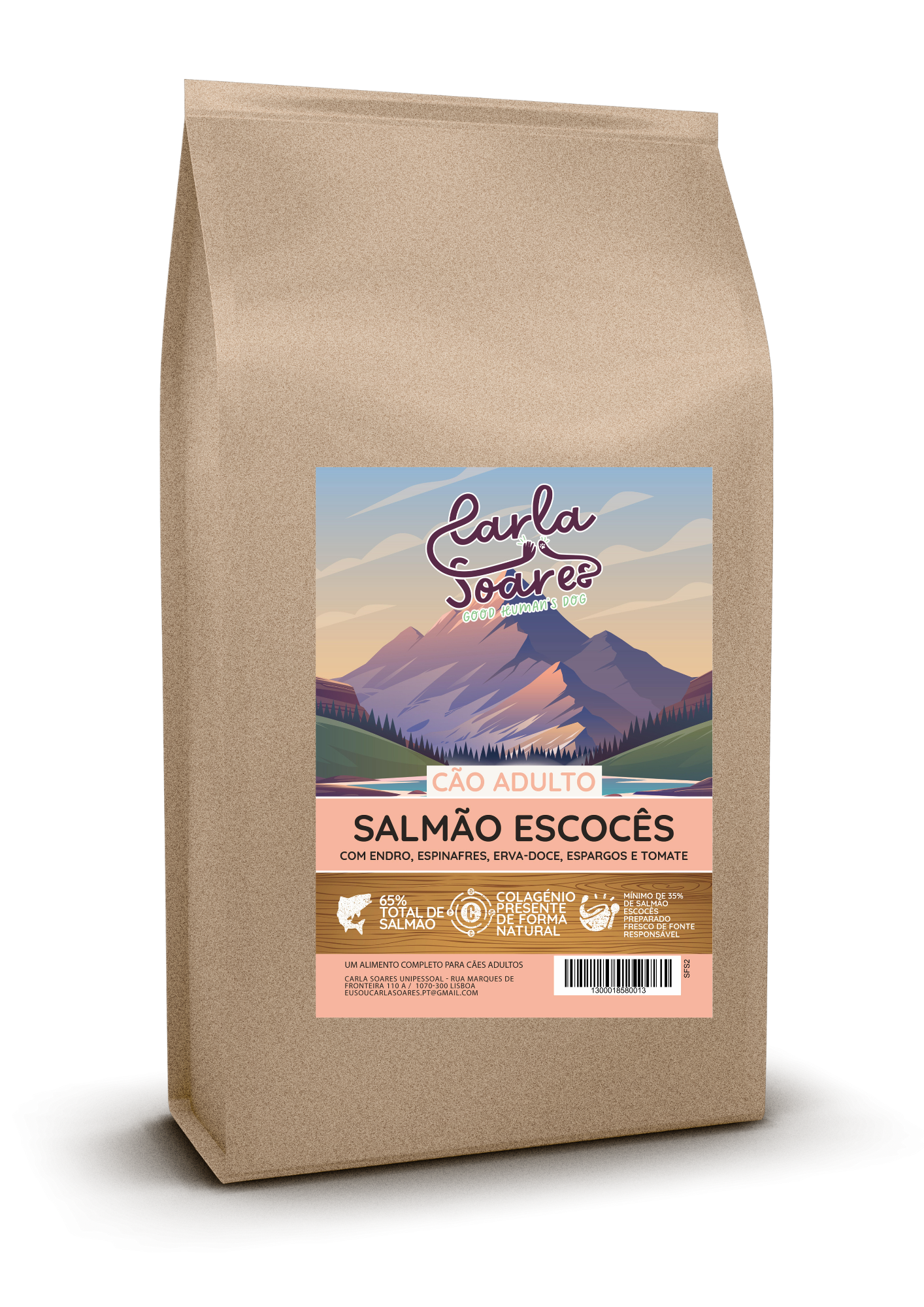 Ração Cão Adulto - Salmão Escocês com Endro, Espinafres,  Erva-doce, Espargos e Tomate