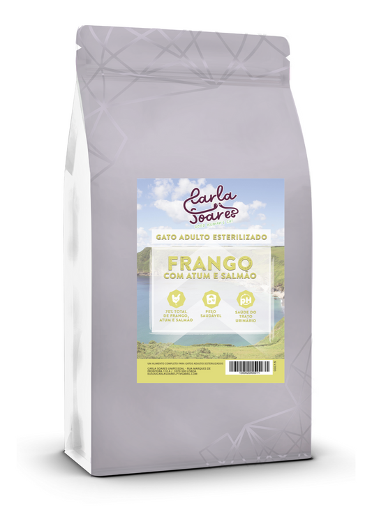 Ração Gato Adulto Esterilizado. Frango com atum e salmão.