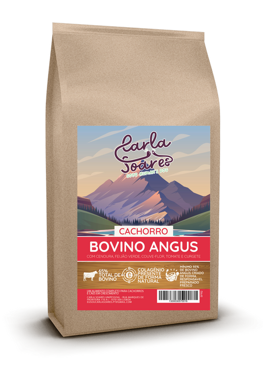 Ração Cão Cachorro- Bovino Angus com Cenoura, Feijão Verde,  Couve-Flor, Tomate e Curgete
