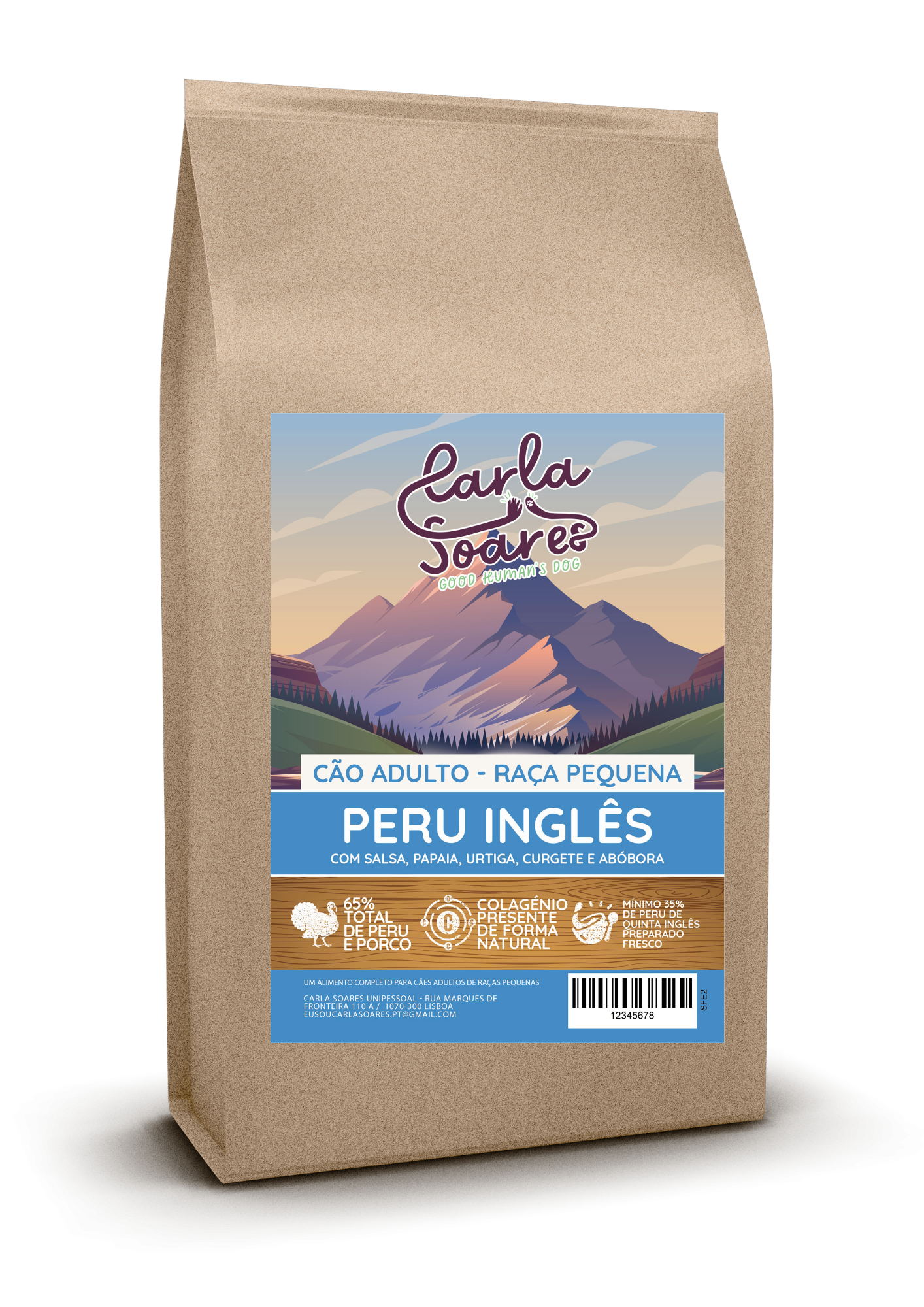 Ração Cão Cachorro Peru Inglês com Salsa, Papaia, Urtiga, Curgete e Abóbora