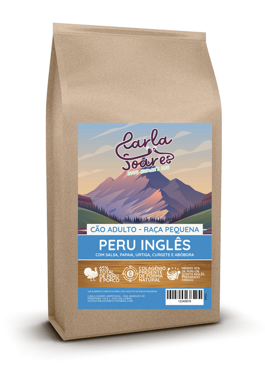 Ração Cão Adulto Raça Pequena Light Peru Inglês com Salsa, Papaia, Urtiga, Curgete e Abóbora