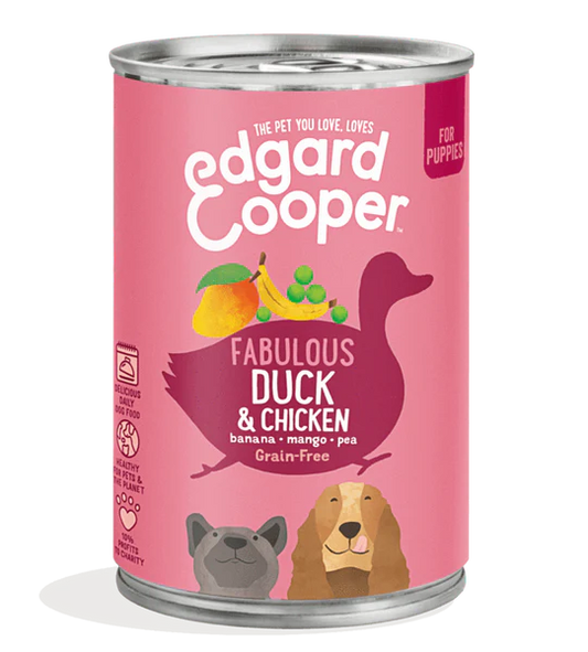 Edgar Cooper Lata PUPPY Pato & Frango para cachorros e cães jovens 400g