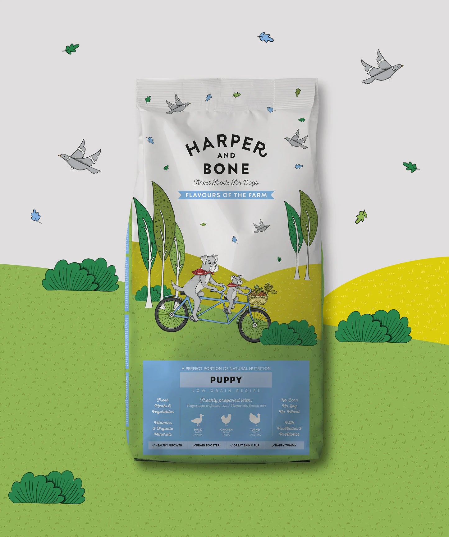 Harper & Bone Cachorro Sabores da quinta Pato, frango e peru