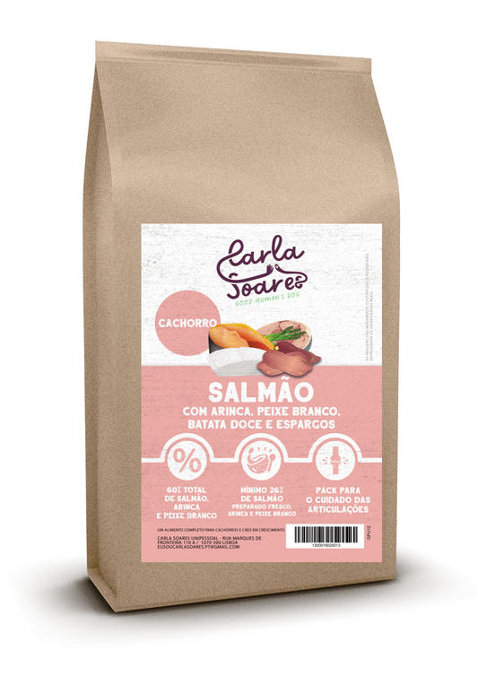 Ração Cão Cachorro - Salmão Com Arinca, Peixe Branco, Batata Doce e Espargos