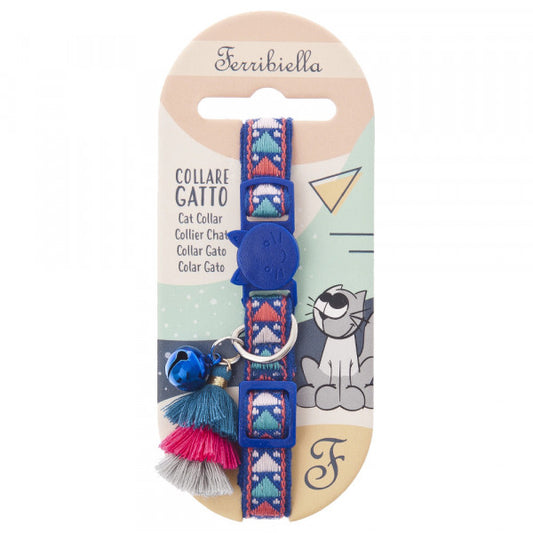 Ferribiella - Coleira Bohemian Para Gatos Azul