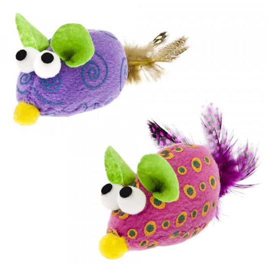 Rato De Peluche Com Cauda De Penas Para Gatos