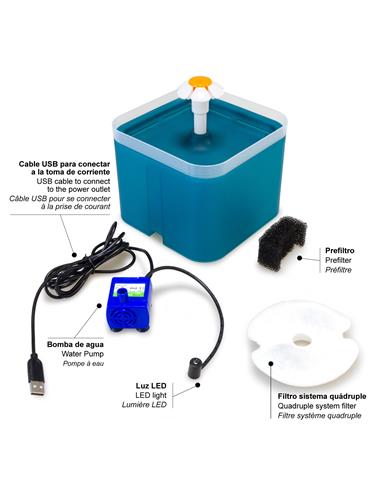 Fonte para Gato/Cão - Com luz Led e filtro de carvão ativado - 2 Litros