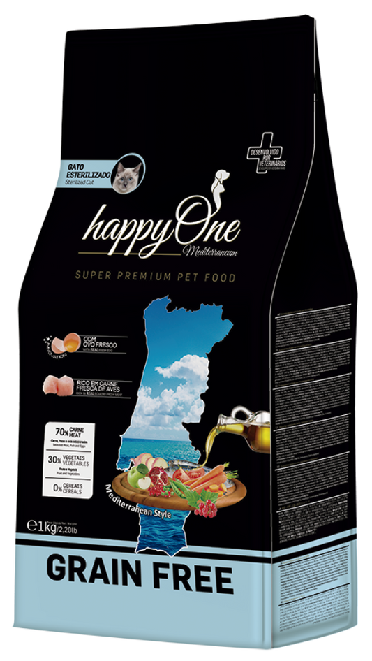 Ração Gato Esterilizado HappyOne Mediterraneum Aves